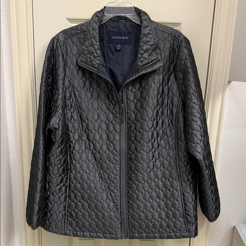 Lands' End Charcoal Gray Quilted Jacket